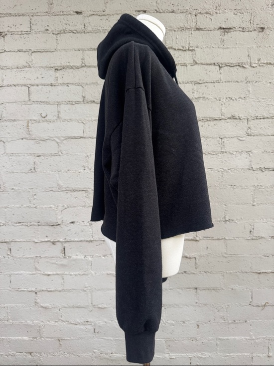 Aviator Nation Smiley 2 Relaxed Cropped Pullover Hoodie Black Size S - Picture 7 of 13